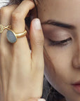 Om Tat Sat Ring • Aquamarine Ananda Soul