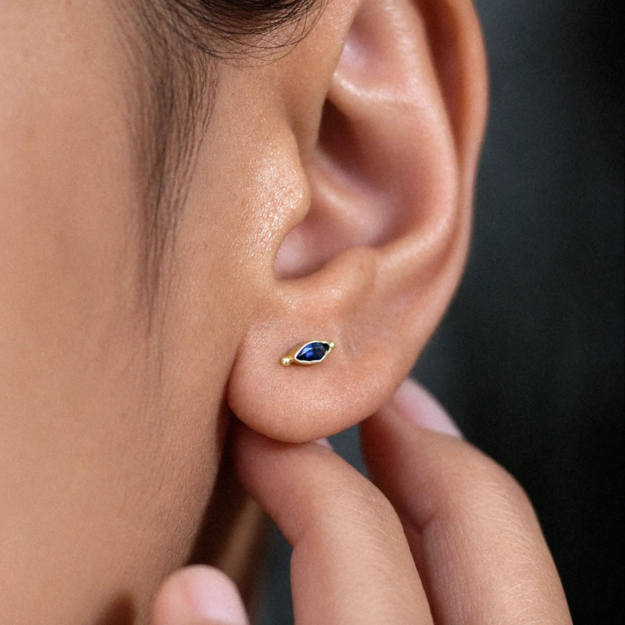 Fair Trade Blue Sapphire Solid Gold Earrings • 18kt
