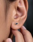 Fair Trade Blue Sapphire Solid Gold Earrings • 18kt