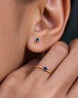 Fair Trade Blue Sapphire Solid Gold Earrings • 18kt