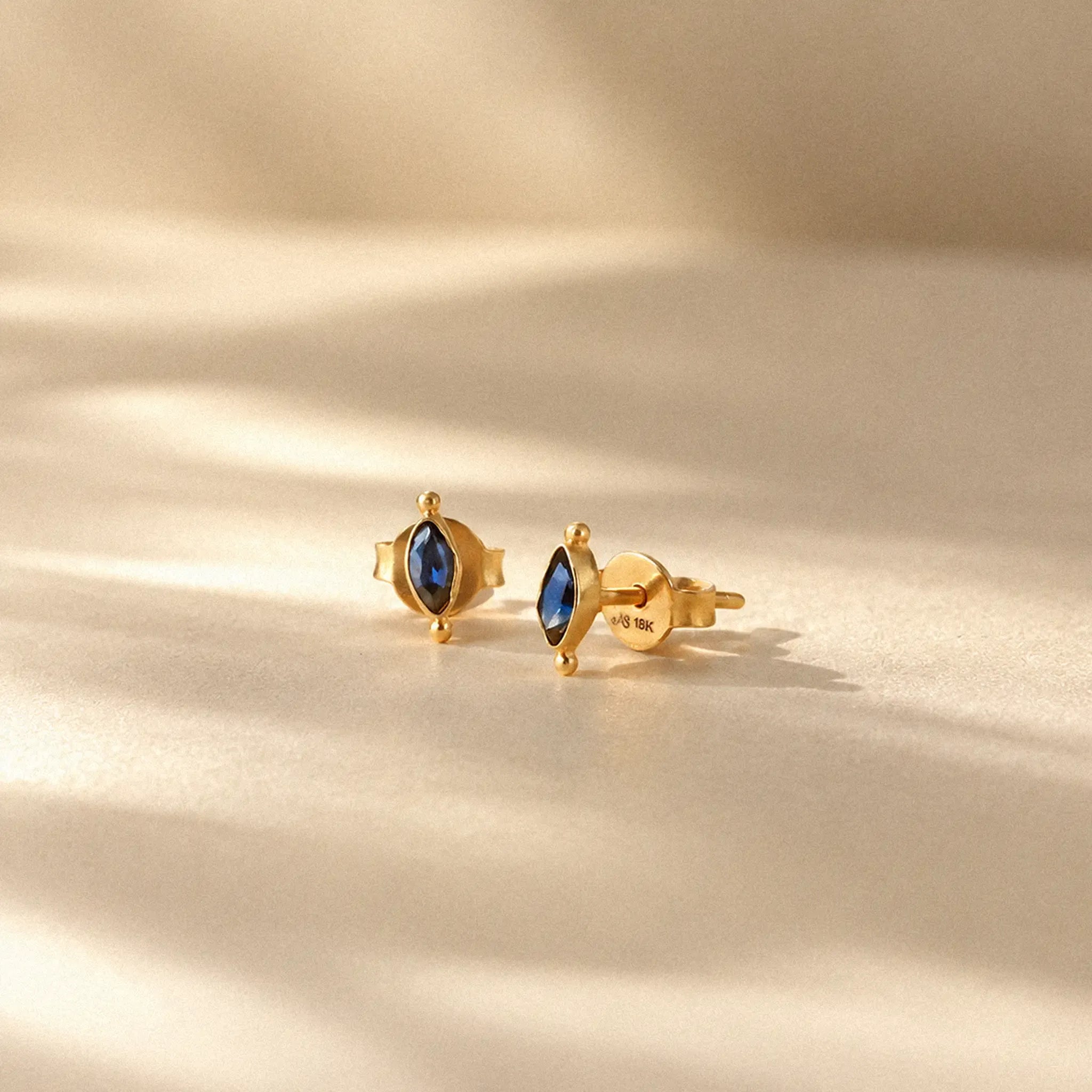 Fair Trade Blue Sapphire Solid Gold Earrings • 18kt