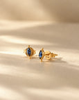 Fair Trade Blue Sapphire Solid Gold Earrings • 18kt