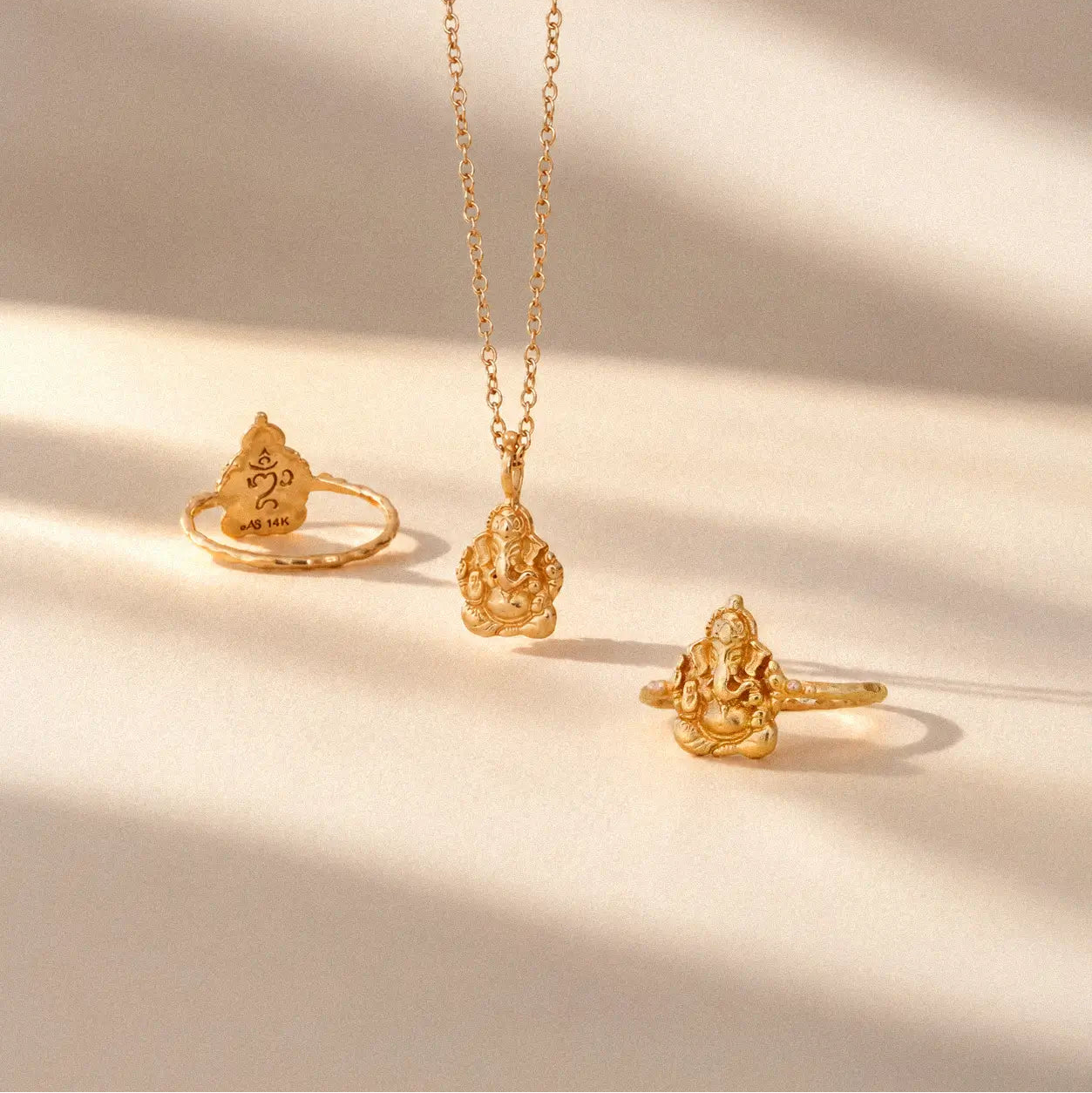 Om Ganesha Solid Gold Ring • 14kt