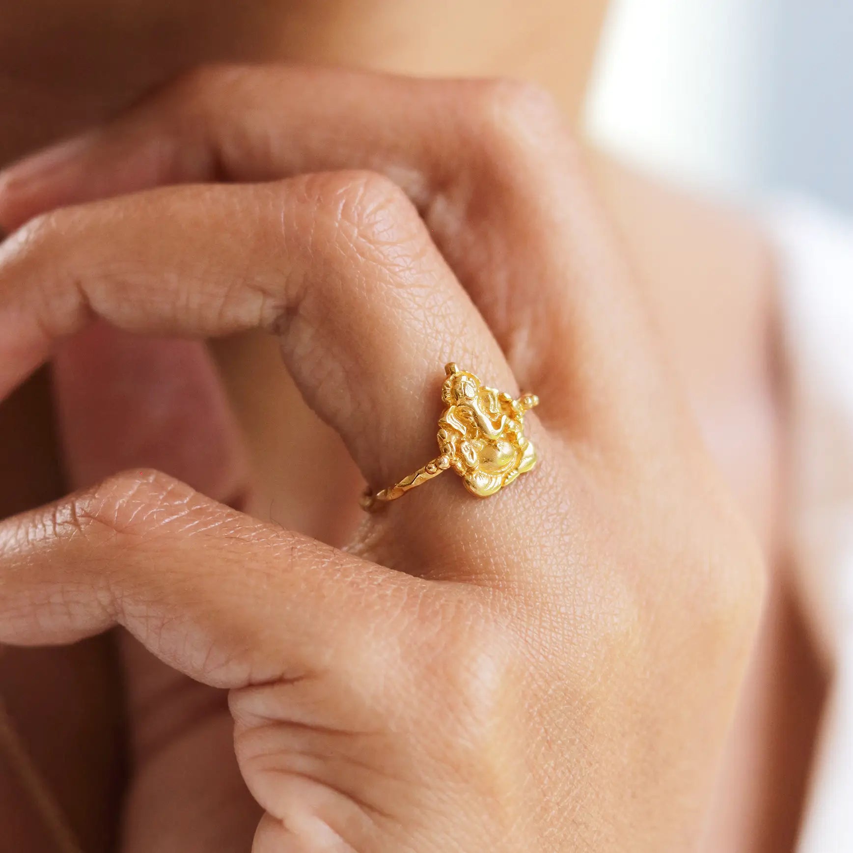 Om Ganesha Solid Gold Ring • 14kt