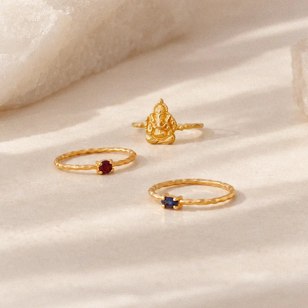Fair Trade Blue Sapphire Solid Gold Ring • 18kt