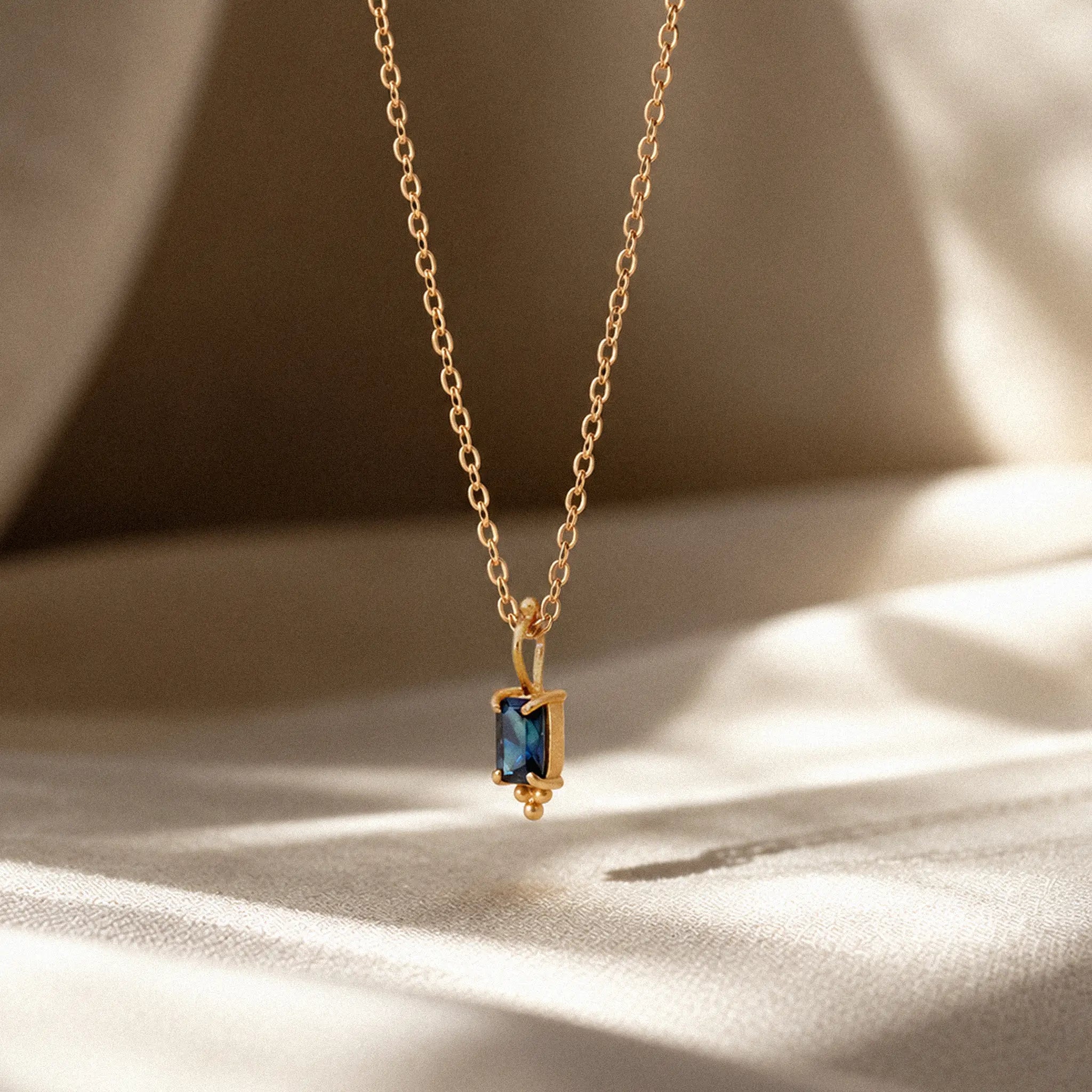 Fair Trade Blue Sapphire Solid Gold Necklace • 18kt