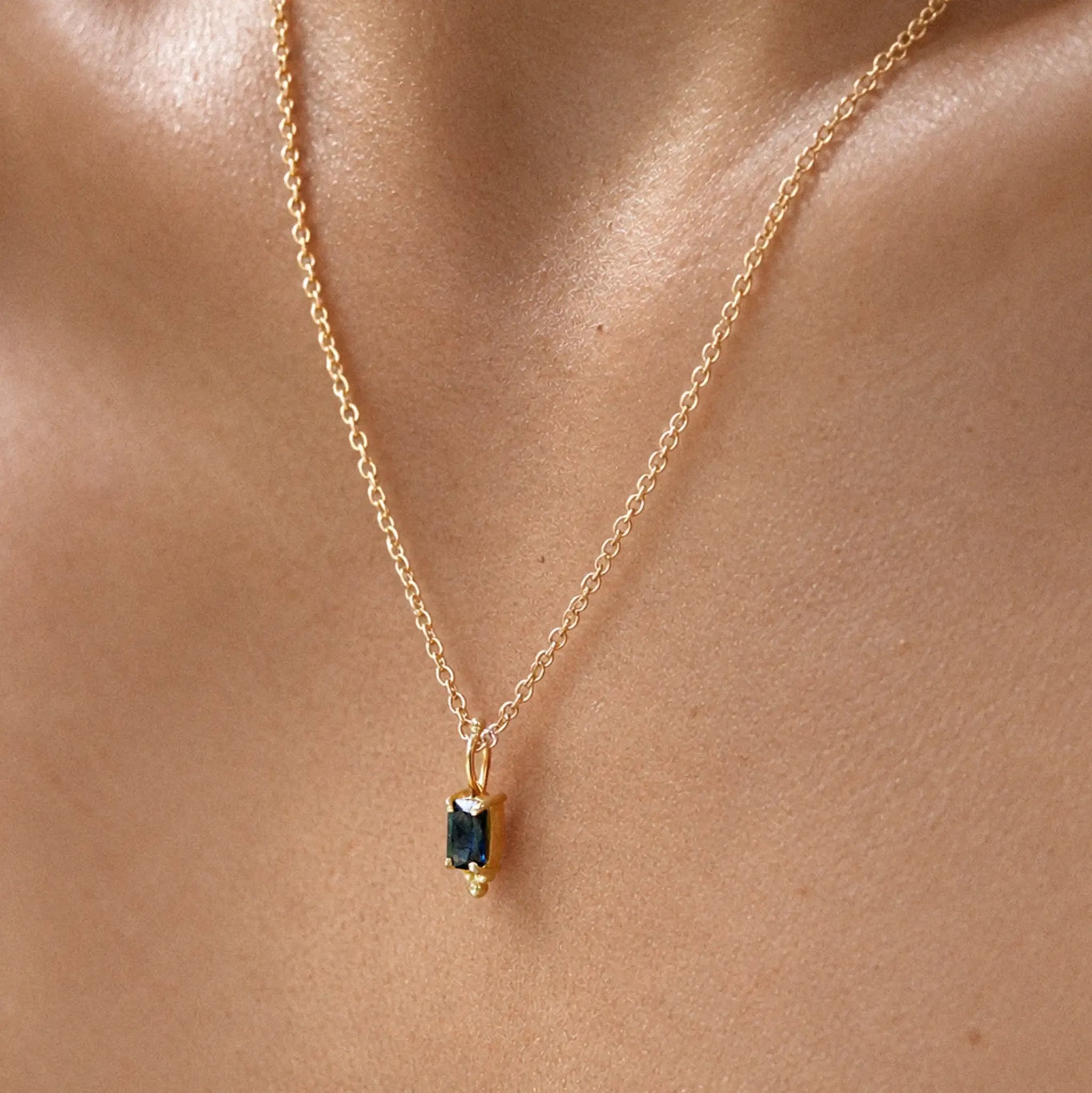 Fair Trade Blue Sapphire Solid Gold Necklace • 18kt