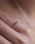 Fair Trade Blue Sapphire Solid Gold Ring • 18kt