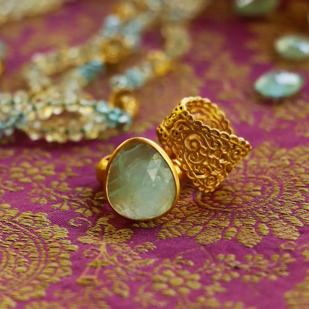 Om Tat Sat Ring • Aquamarine Ananda Soul