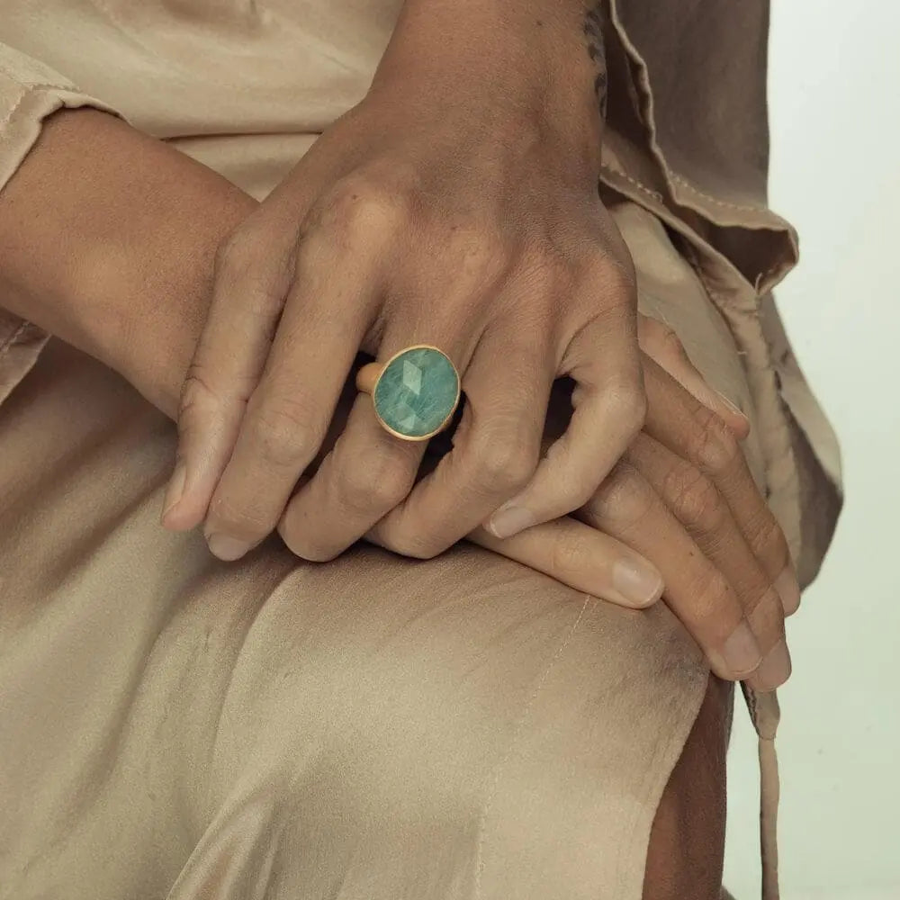 Om Tat Sat Ring • Aquamarine Ananda Soul