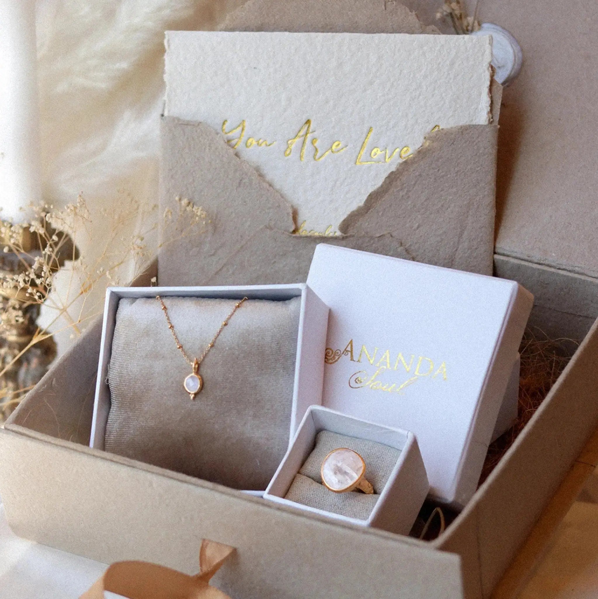 Intuitive Wisdom Necklace & From Darkness To Light Moonstone • Ring Ananda Soul