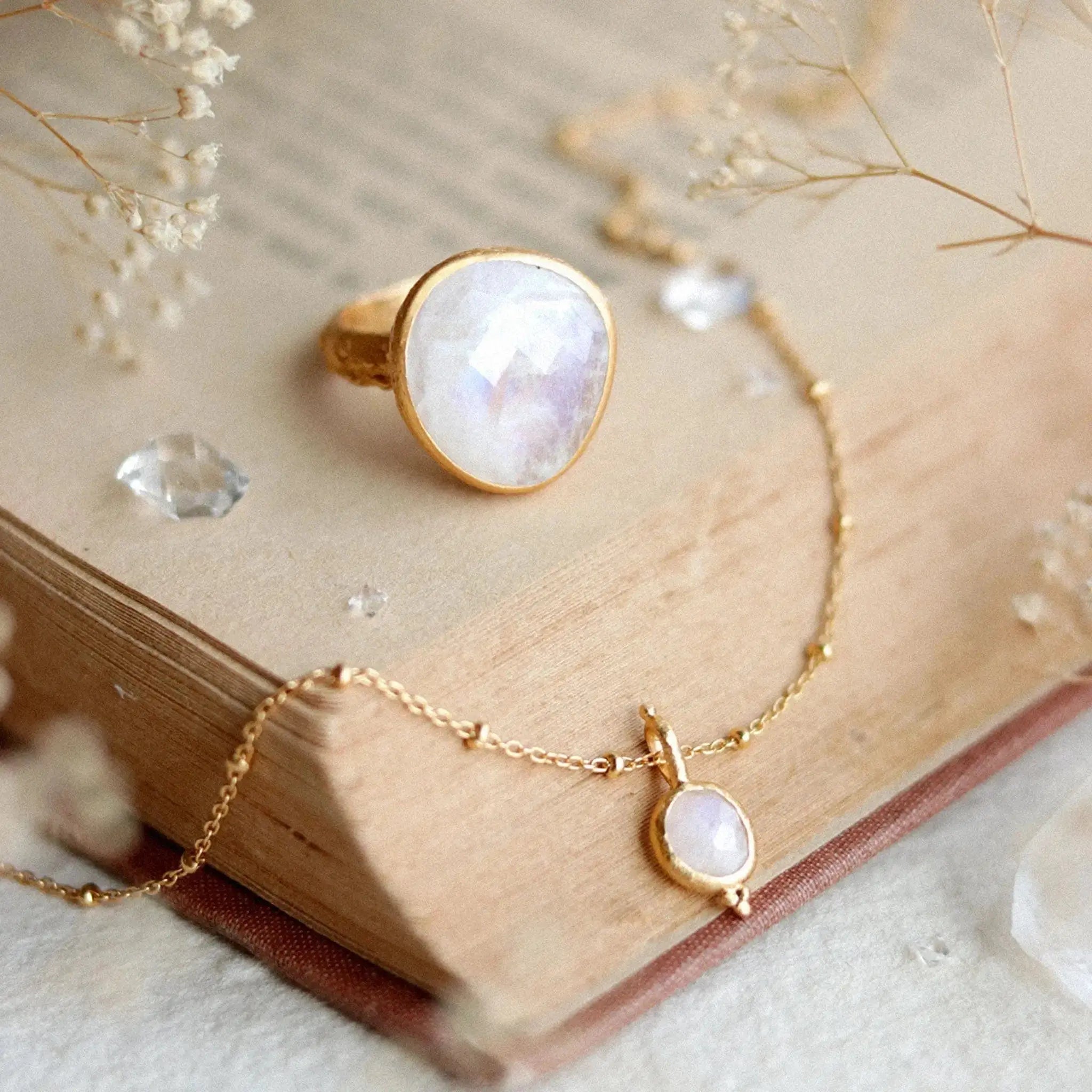Intuitive Wisdom Necklace & From Darkness To Light Moonstone • Ring Ananda Soul