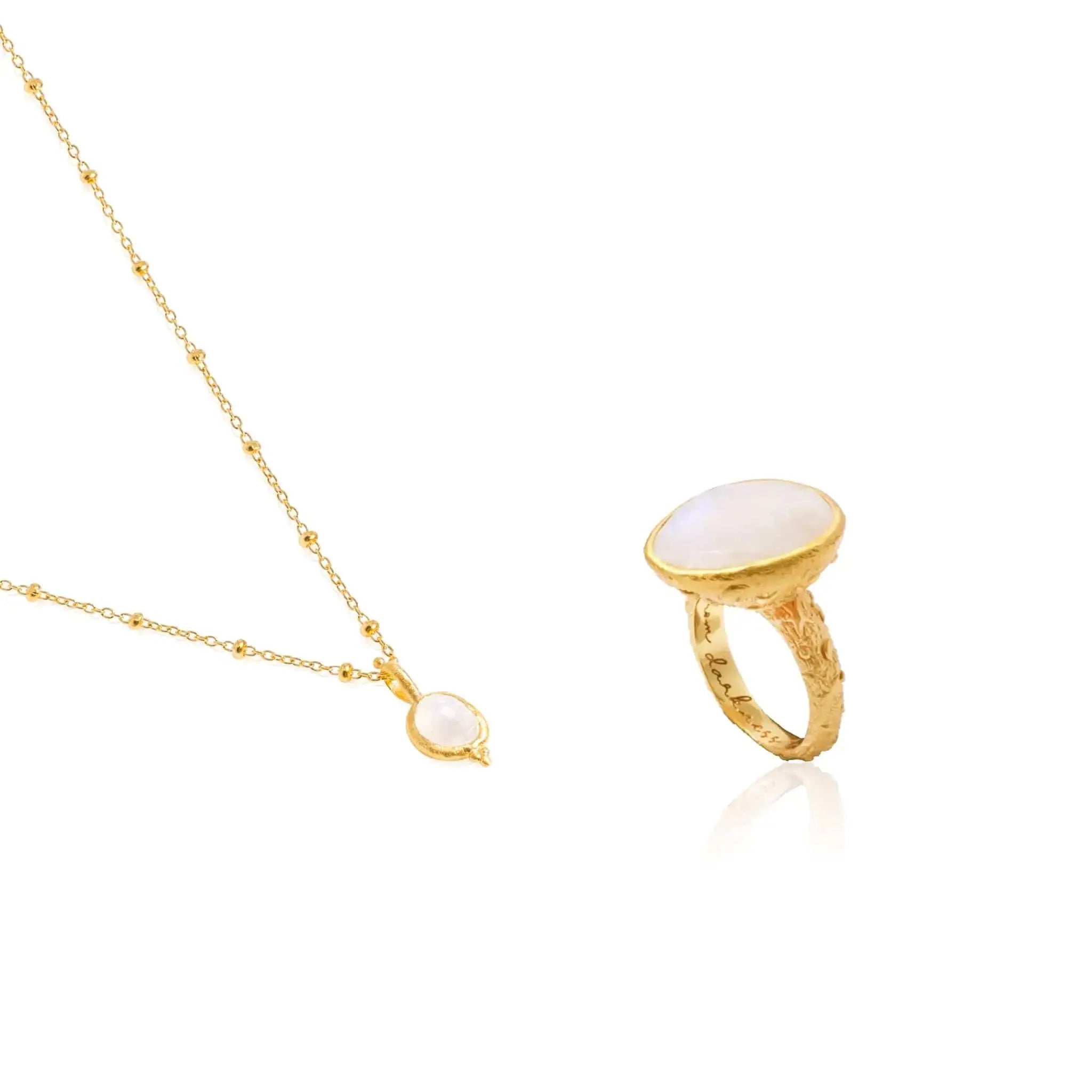 Intuitive Wisdom Necklace & From Darkness To Light Moonstone • Ring Ananda Soul